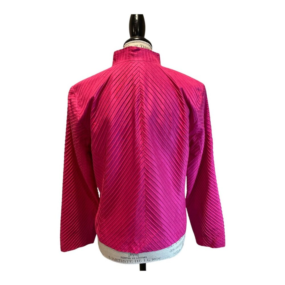 Silk Club Collection 100% Silk Hot Pink/Fuchsia Jacket Blazer Women's Sz M - Picture 3 of 7